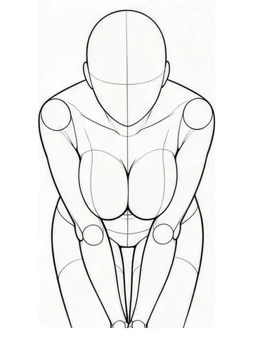 Leaning forward and pressing breasts together