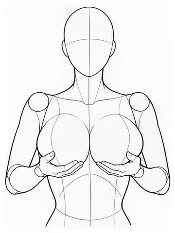 Lifting breasts with both hands from below