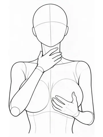 Hand at the neck, arching back
