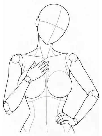 Hand placed between the breasts