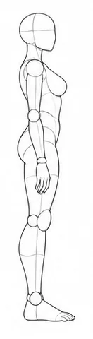 Standing upright with arms at sides
