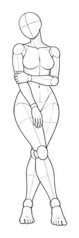 Standing with crossed legs and one arm held