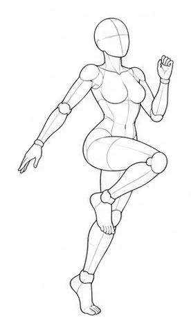 Balancing with one knee raised and one arm up