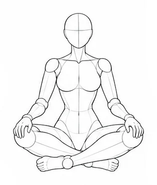 Sitting cross-legged with hands on knees
