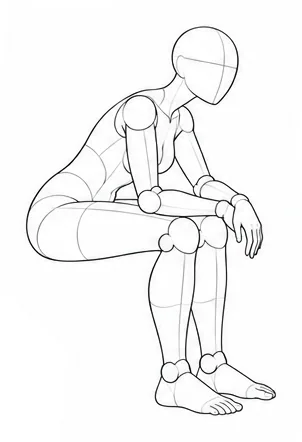 Seated leaning forward with arms on knees