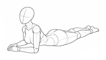 Lying on the stomach, propped on forearms