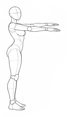 Standing with both arms reaching forward