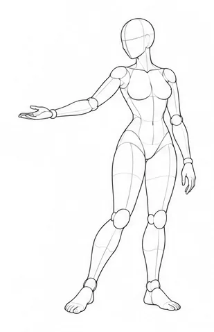 Standing with one arm extended, palm up