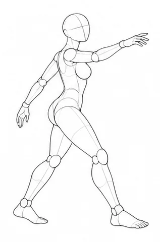 Stepping forward with one arm reaching out