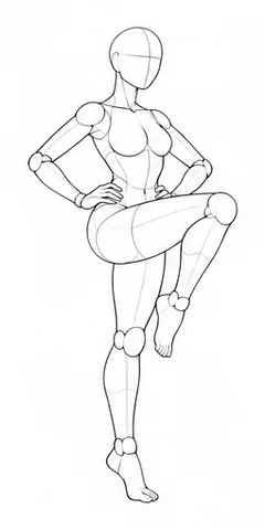 Standing on one leg with knee lifted, hands on hips