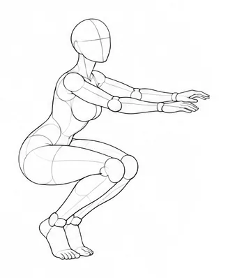 Squatting with arms reaching forward