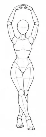 Standing with hands joined overhead