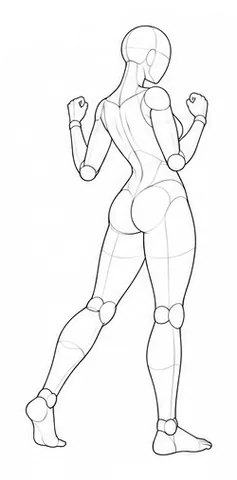 Standing turned with both arms bent