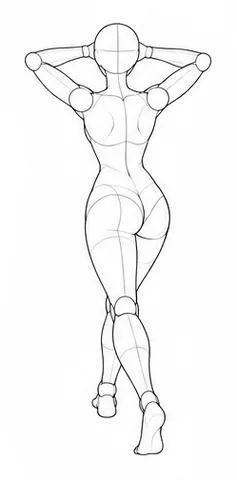 Standing with crossed legs and hands behind head