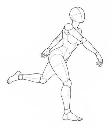 Balancing with one leg bent behind and arms extended