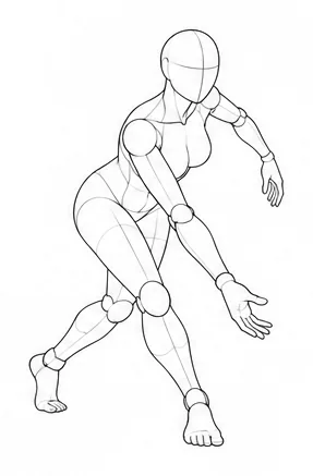 Bending forward with one hand reaching down