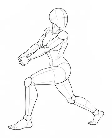 Lunging with hands joined and arms forward