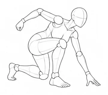 Low kneeling pose with one hand on floor