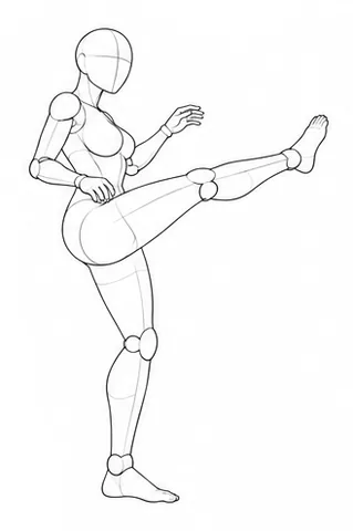 Standing on one leg with the other extended forward