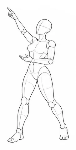 Standing with one arm pointing upward