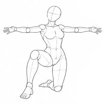Half-kneeling with arms extended sideways