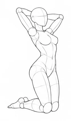 Kneeling with hands behind head