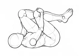 Lying on back, holding bent legs
