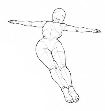Lying face down with arms extended sideways