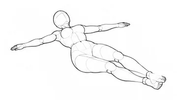 Lying face down with arms outstretched