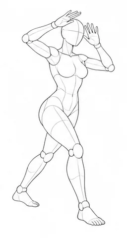 Stepping with both hands near forehead