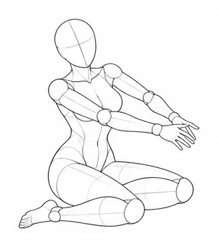 Side-sitting with arms extended forward